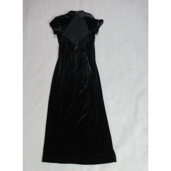 Vintage Night Way Dress Size 10P Black Velvet Y2K 90s Vamp Goth Prom Gown USA - Picture 5 of 10